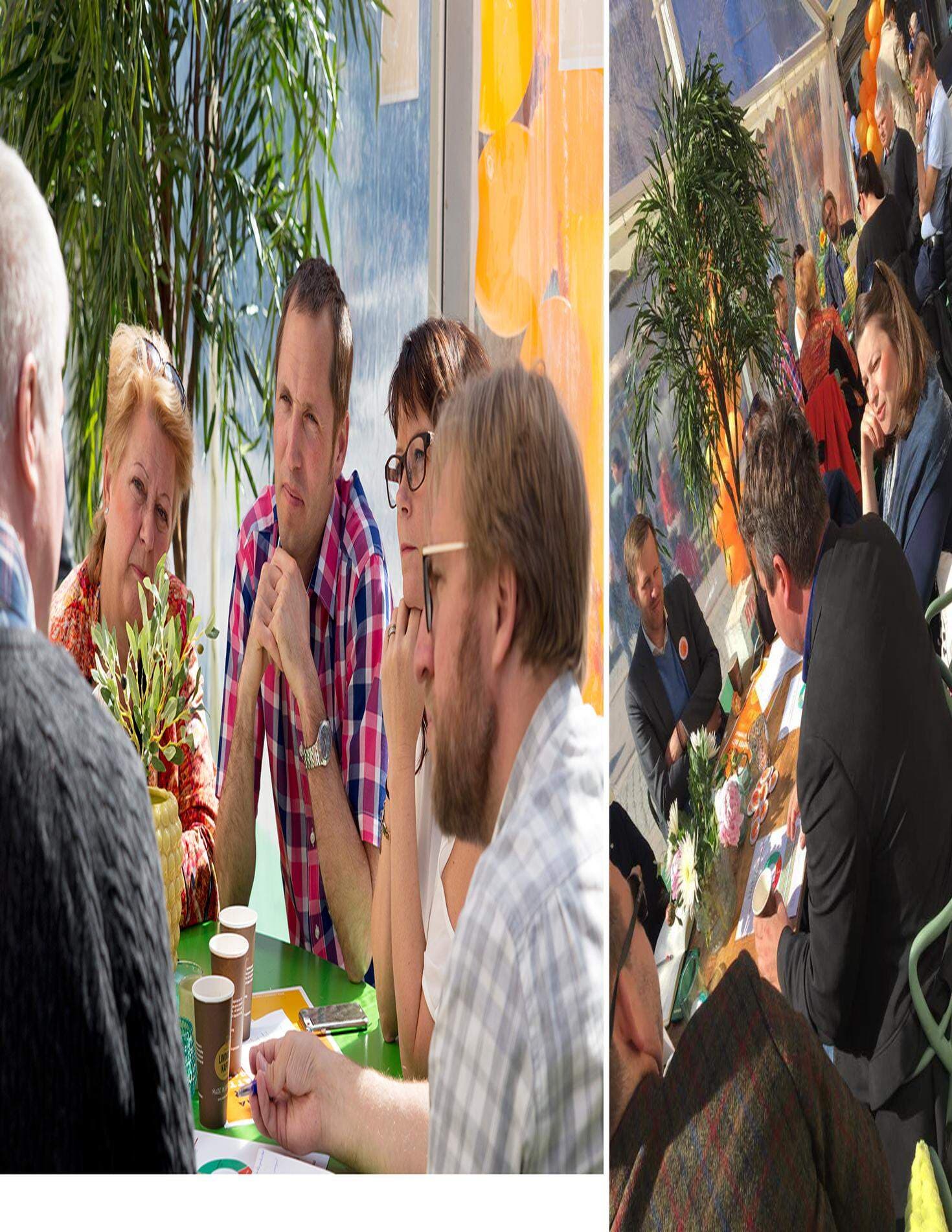 politiker och företagare samtalar om företagsklimat