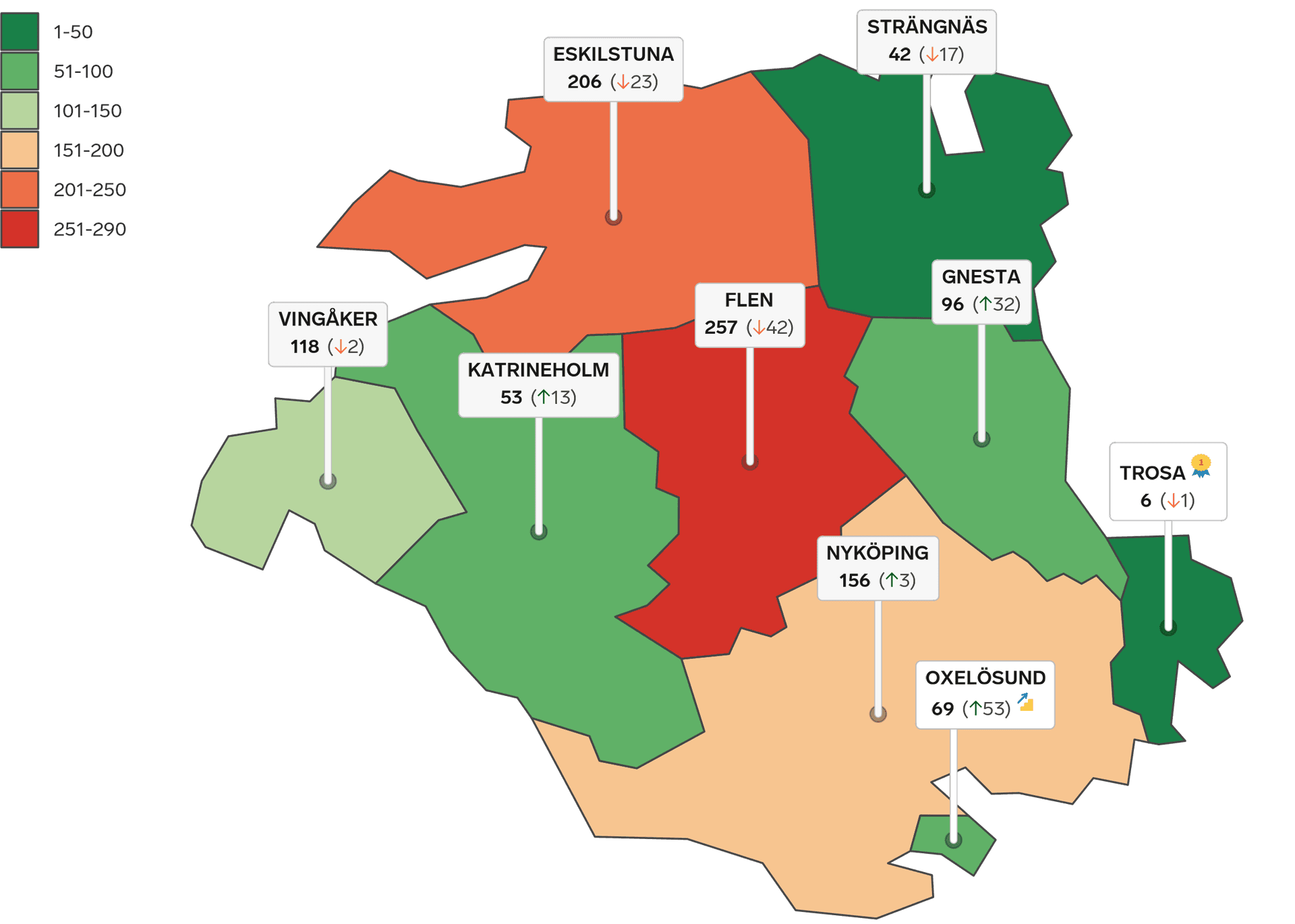 Rankingkarta Södermanland 2023