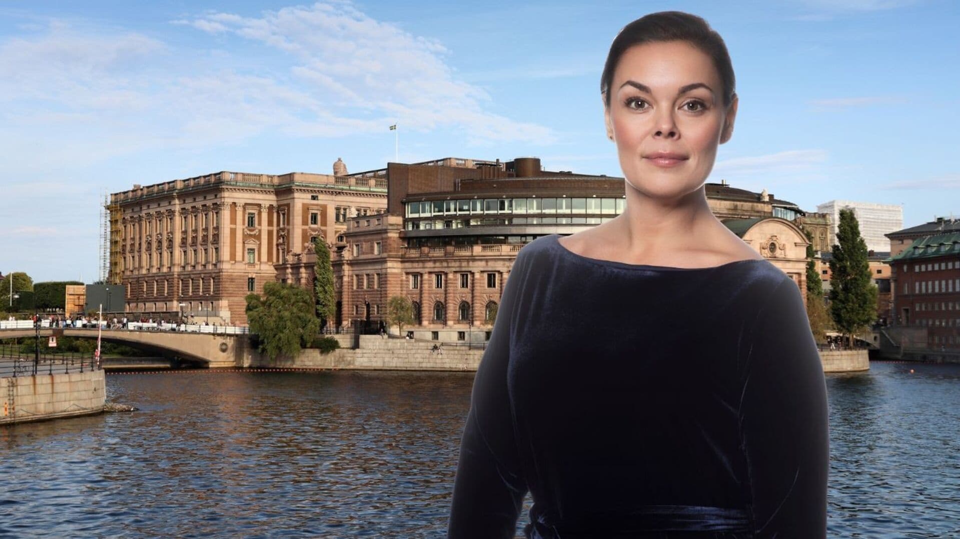 Bildkollage: Sofia Sjöström och riksdagshuset i Stockholm