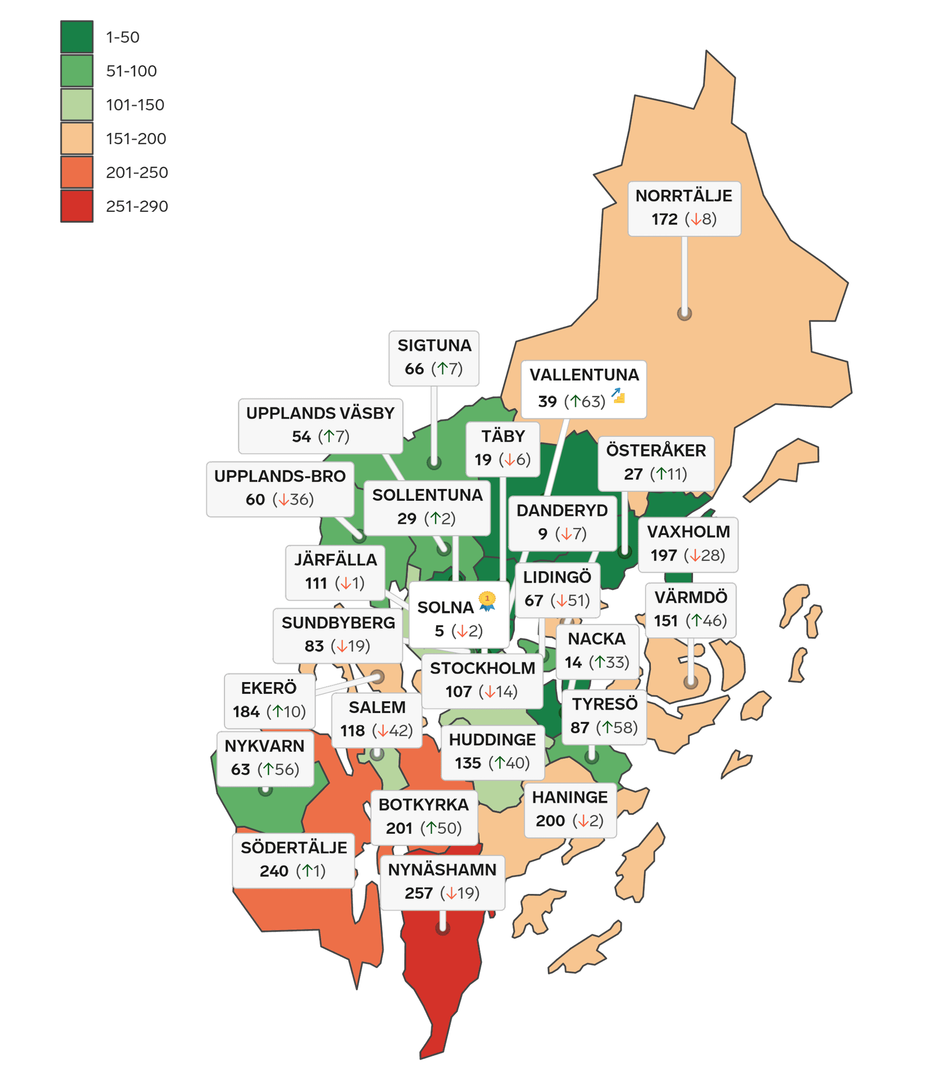 Rankingkarta Stockholms län