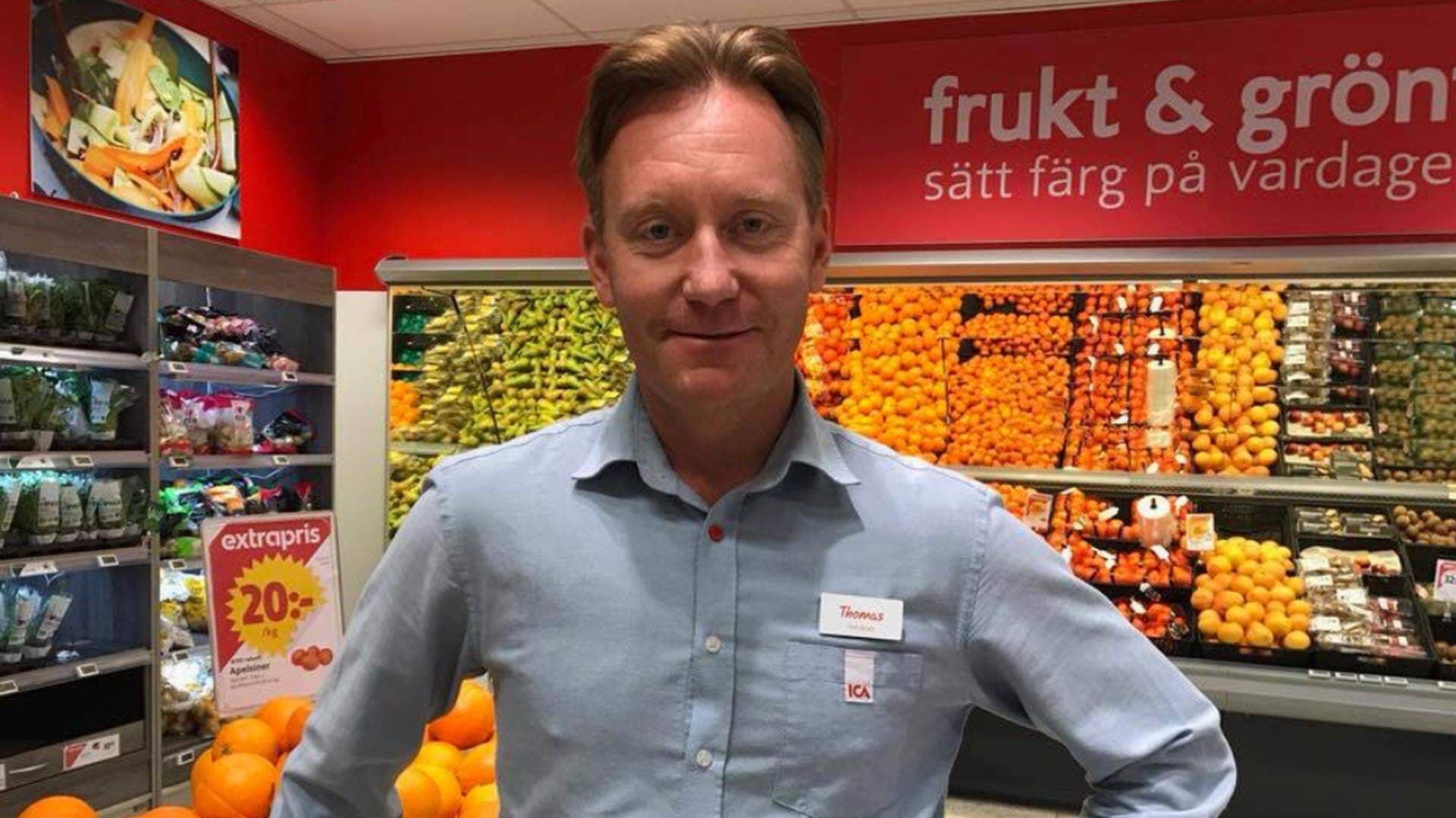 Thomas Bergman i sin ICA butik