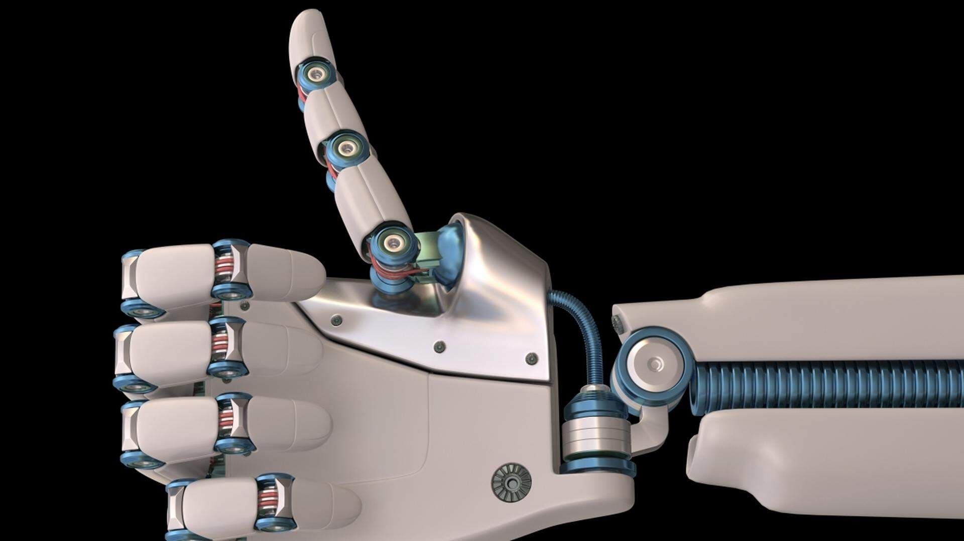 Robothand som gör tummen upp