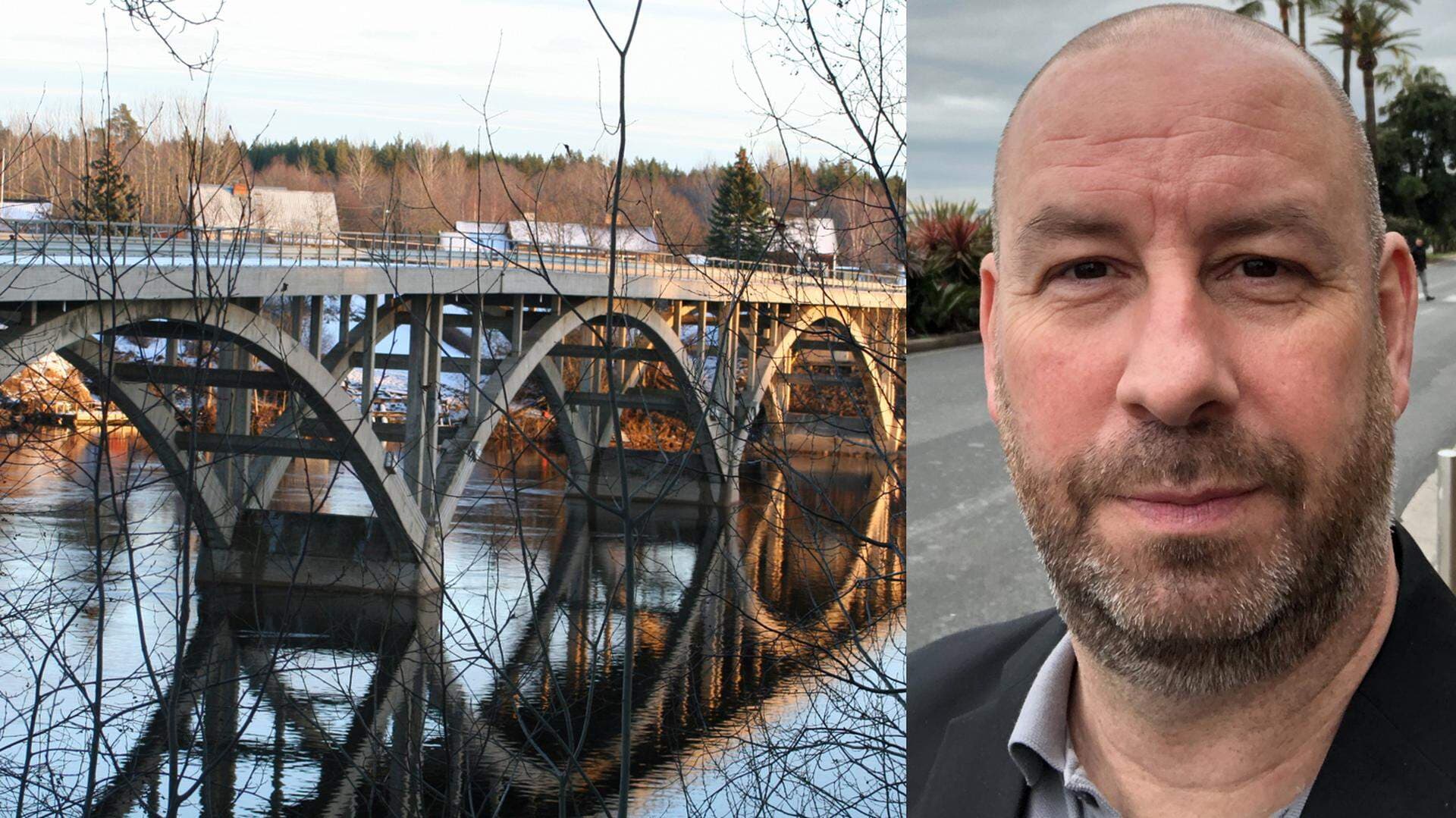 Bild från Älvkarleby och porträtt på Joakim Lundberg, tillträdande näringslivschef i Älvkarleby kommun.