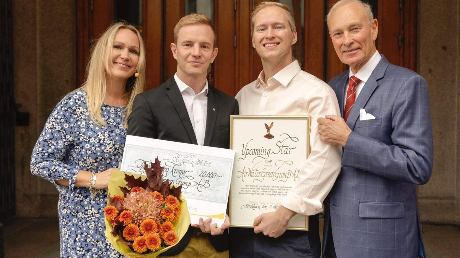 Från prisutdelningen Stiftelsen Fondens för exportutvecklings utmärkelse "Upcoming Stars