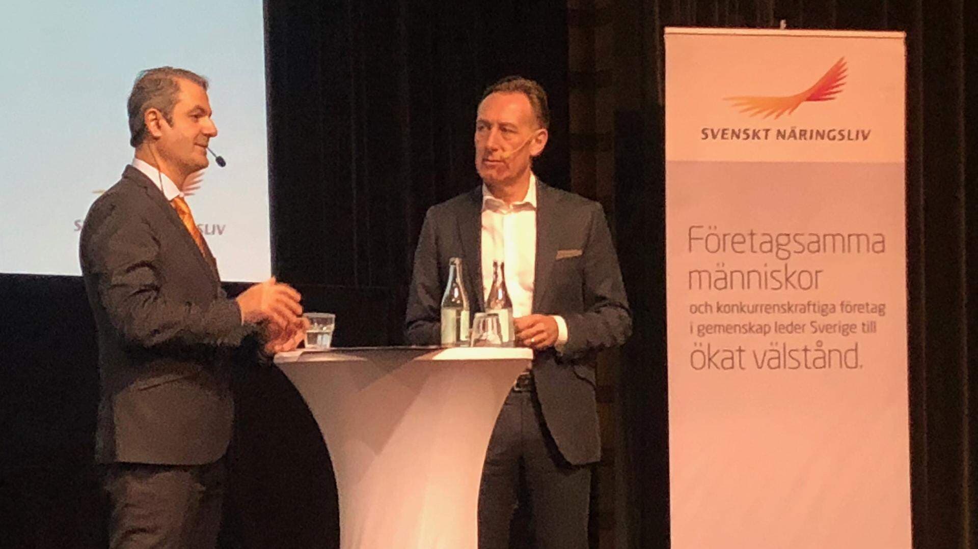 Ibrahim Baylan och Jan-Olof Jacke på företagardagen i Stockholm.