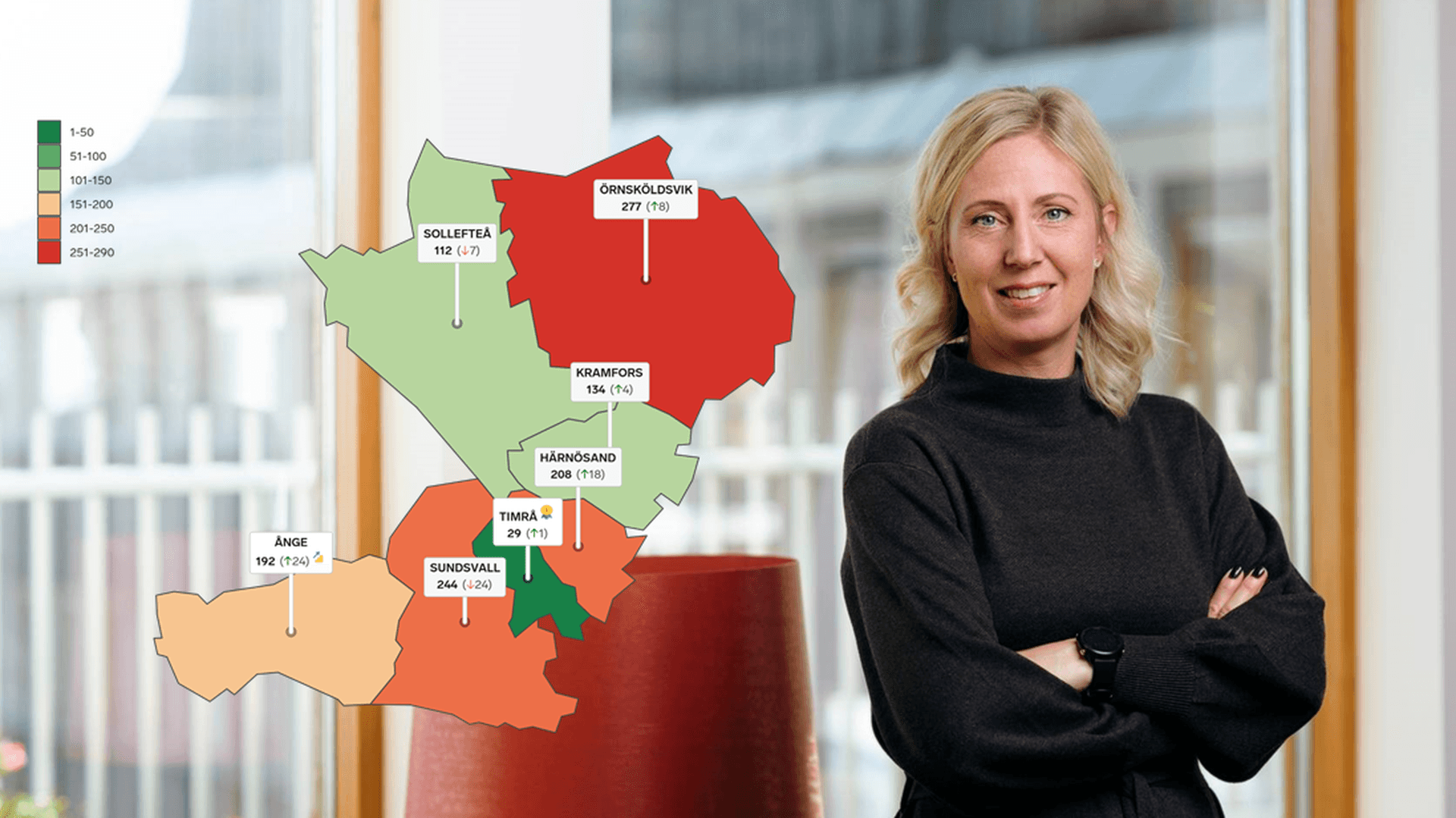 Rankingkarta Västernorrland och Eva Nordlander