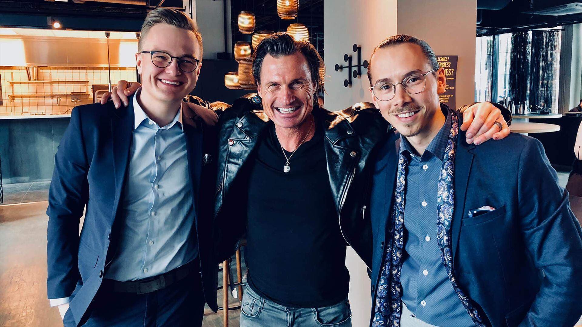 Sonny Eriksson och Lucas Andersson tillsammans med Petter Stordalen