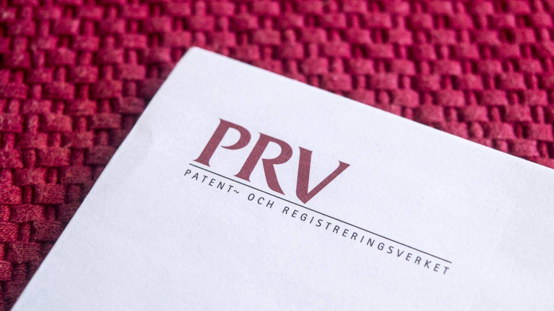 Brevpapper med loggan för PRV, Patent- och registreringsverket