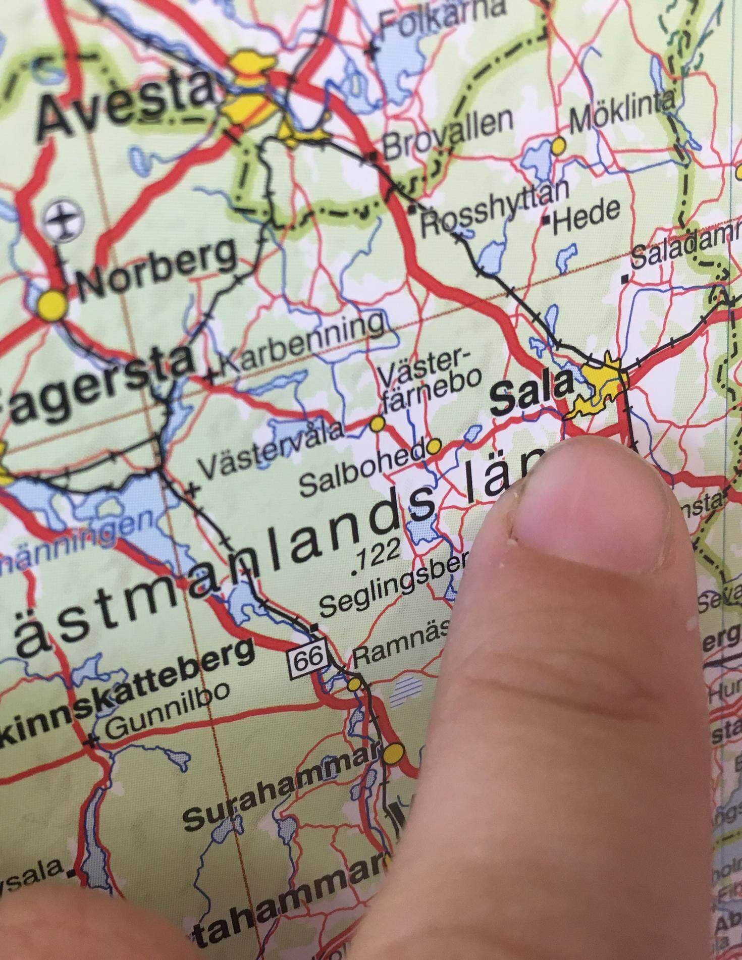 Karta där Sala pekas ut