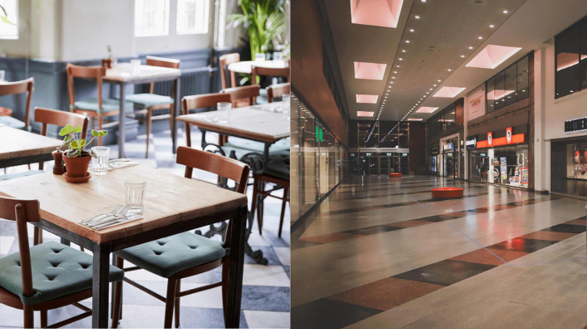 tomma lokaler restaurang och handel