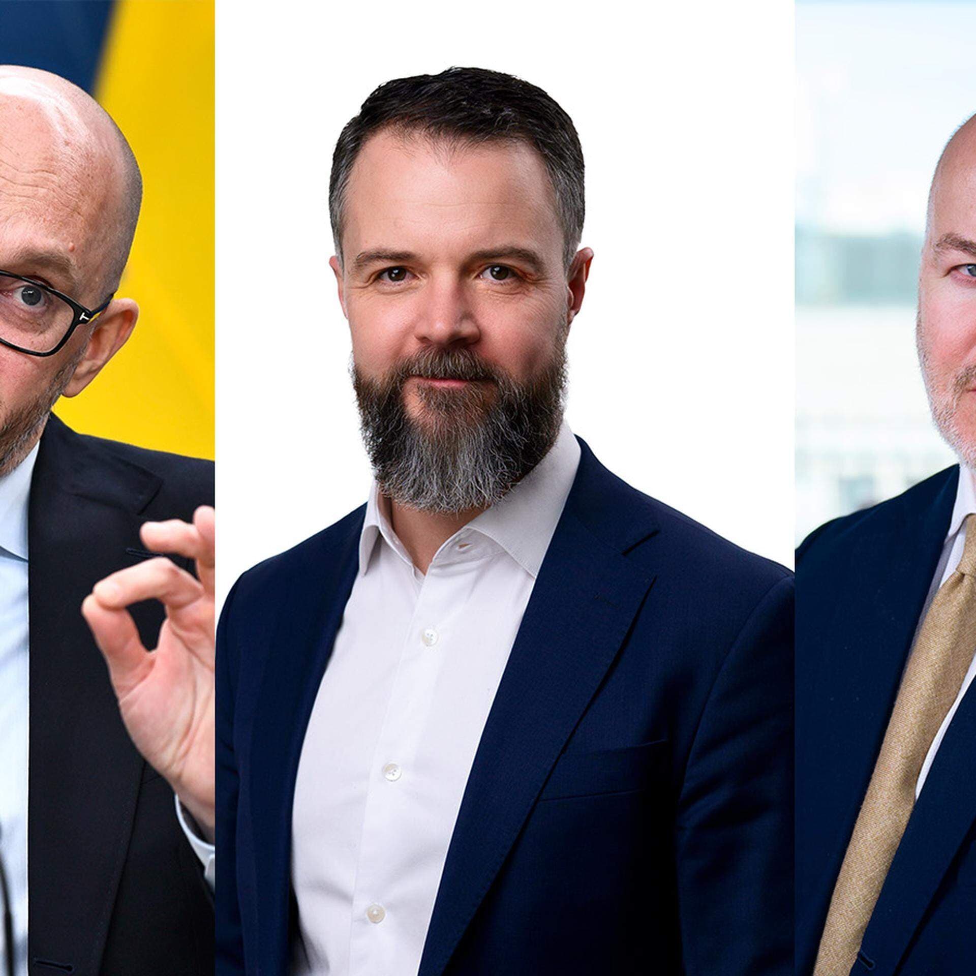 Arbetsmarknadsminister Johan Britz (L), Nikolay Angelov, kvantitativ analytiker, och Sven-Olov Daunfeldt, chefsekonom.