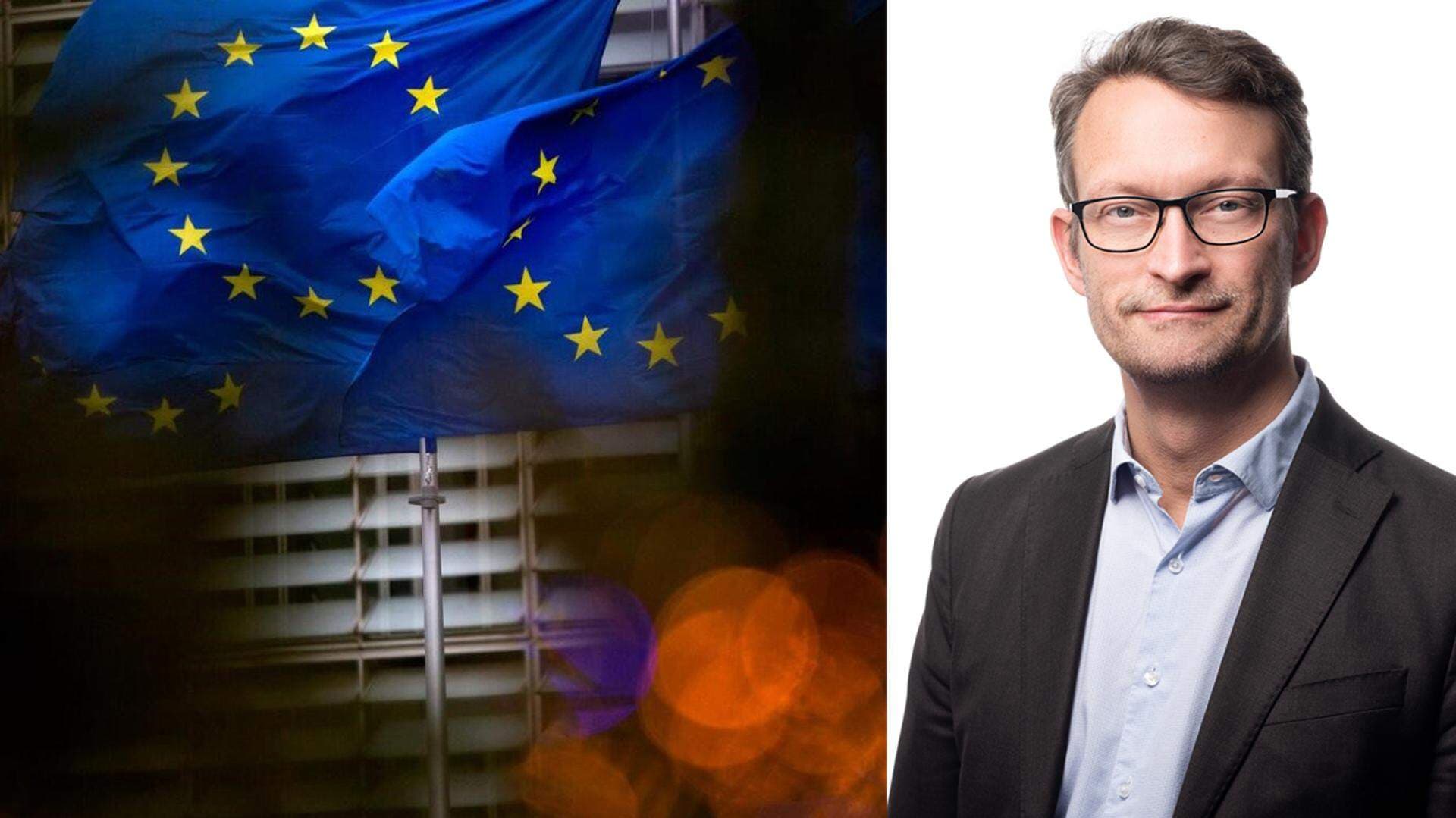 Henrik Isakson och EU-flagga