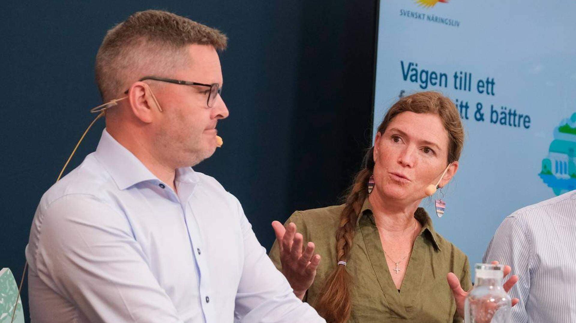 Daniel Liljeberg, statssekreterare på Klimat- och Näringslivsdepartementet, och Michelle Tun von Gyllenpalm, energipolicyexpert.