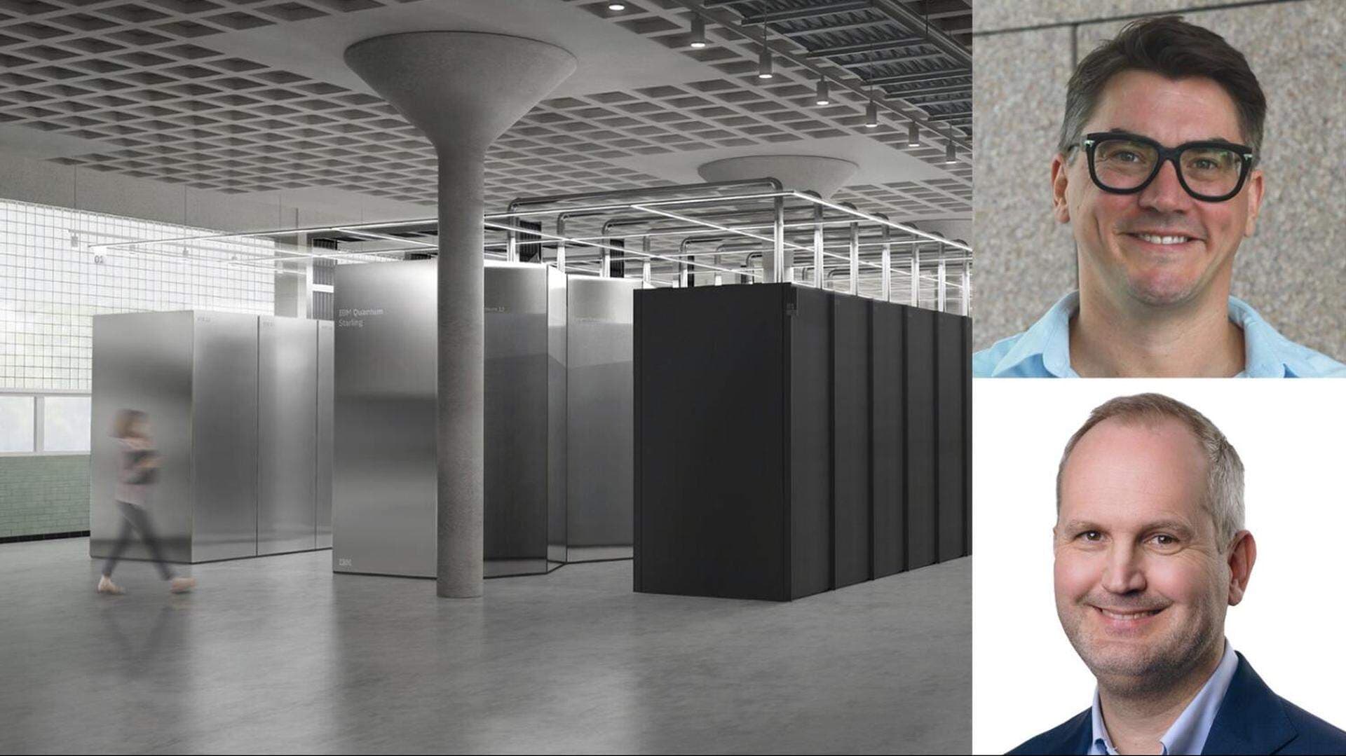 Starling, en storskalig kvantdator som kan användas för industriellt bruk. Lars Nordbryhn, kvantumambassadör och senior lösningsarkitekt vid IBM Norden, Emil Görnerup, policyansvarig för forsknings- och innovationspolitiska frågor.