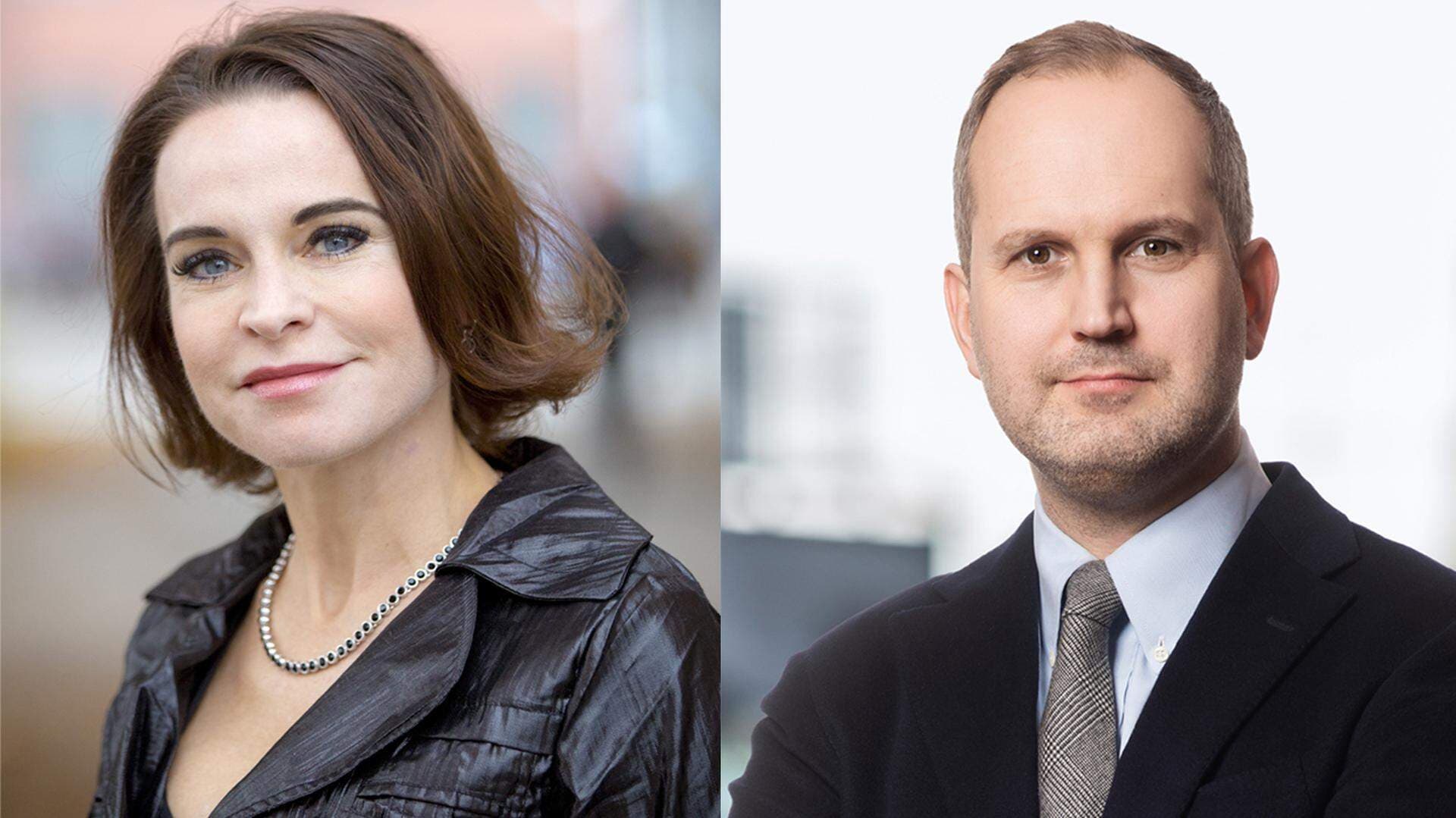 Maria Strömme, professor i nanoteknologi vid Uppsala universitet, och Emil Görnerup, forsknings- och innovationspolitisk expert.