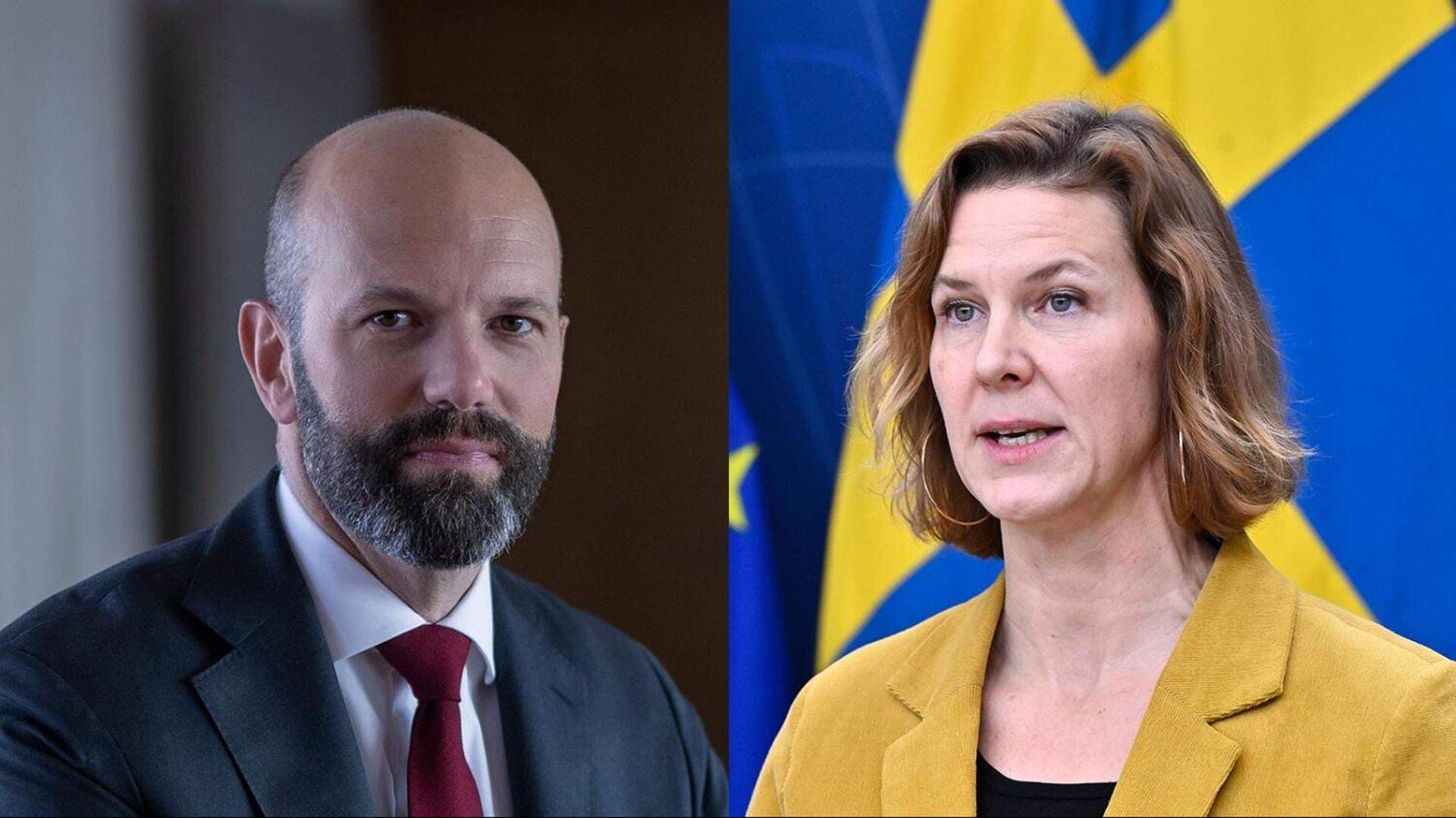 Mattias Dahl är vice vd för Svenskt Näringsliv. Nina Larsson (L) är jämställdhetsminister.