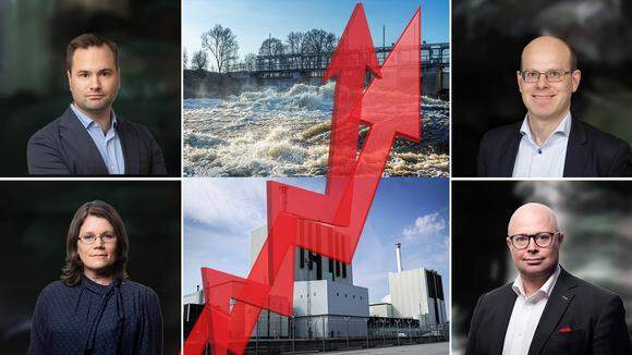 Erik Bengtzboe från Skattebetalarna, Erik Thornström från Energiföretagen samt Katarina Bartels och Robert Lönn från Svenskt Näringsliv kommenterar skatteökningarna som väntas leda till högre elpriser.