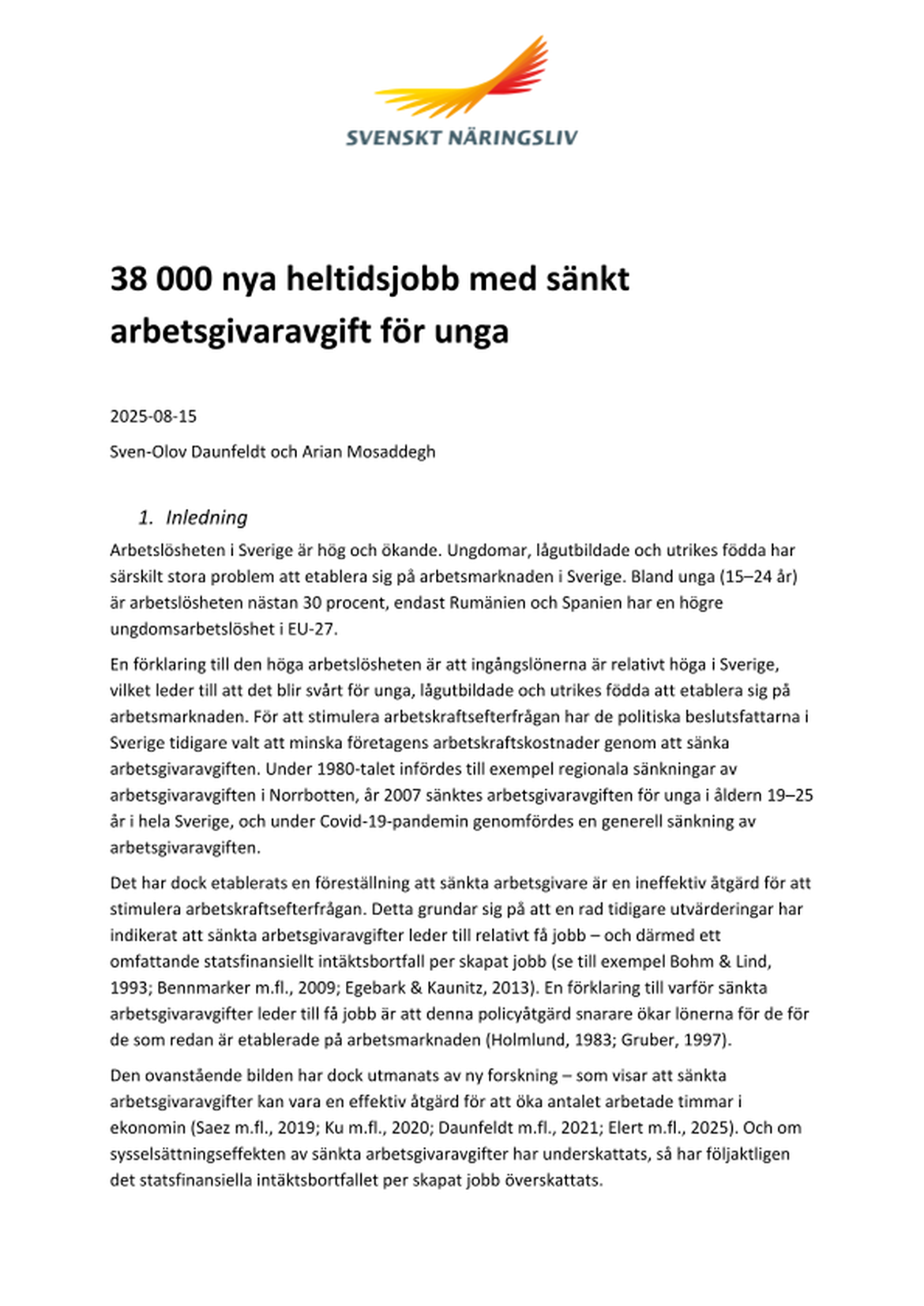 38 000 nya heltidsjobb med sänkt  arbetsgivaravgift för unga