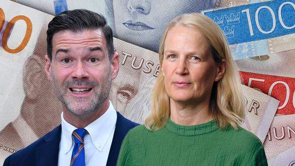 Migrationsminister Johan Forssell (M) och Amelie Berg, Svenskt Näringsliv