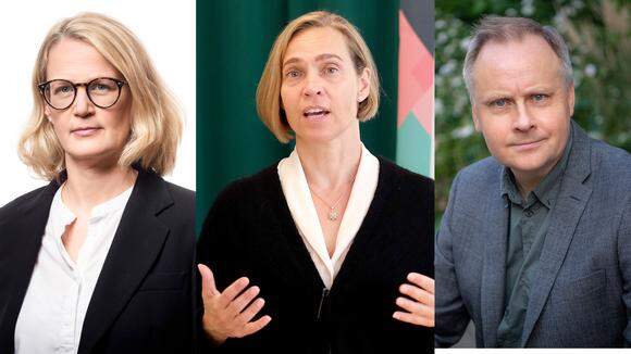 Amelie Berg, policyexpert kompetensförsörjning, Charlotta Stern, vd på Ratio, och Patrick Joyce, chefsekonom på Almega.
